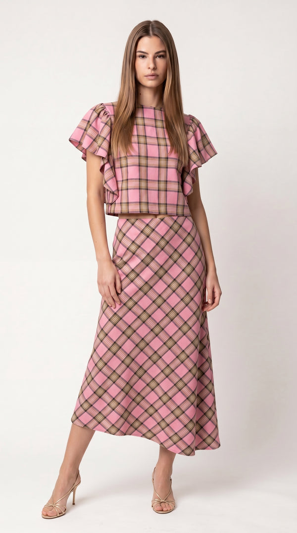 Plaid pink blouse