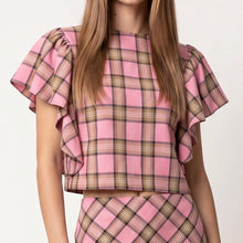 Plaid pink blouse